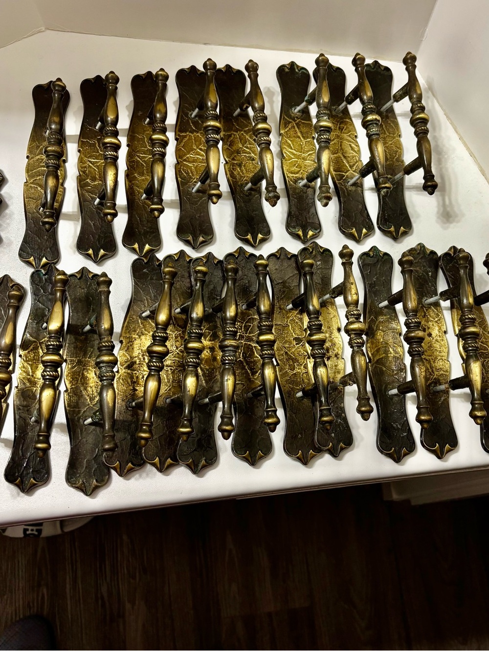 Vintage 60s-70s Brass Cabinet Pulls -Brass Handles 2 sizes, hinge attachments